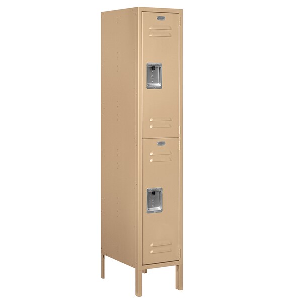 Salsbury Industries Wardrobe Locker, 12" W, 18" D, 66" H, (1) Wide, (2) Openings, Tan 62158TN-A
